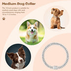 12 Inch Silver Bling Dog Collar - Diamond Metal Chain Necklace Dog Collar Medium, Non-Adjustable Rhinestone Necklaces for Medium Dogs - size: 12 inch