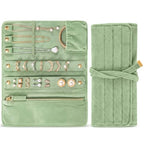 Tondiamo 1 Pcs Velvet Jewelry Roll Luxury Travel Jewelry Case for Ring Necklace Earring Bracelet Storage Bag Women Bridesmaid Gift (Sage Green) - color: Sage Green