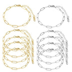 HUISUYTON 10 PCS Charm Bracelet Chain, 18K Gold Charm Bracelet Kit, 6.3Inch Paperclip Chain Bracelets, Chain Bracelet for Jewelry Making, Adjustable Jewelry Charm for Crafting and Gifting - color: Gold+Silver