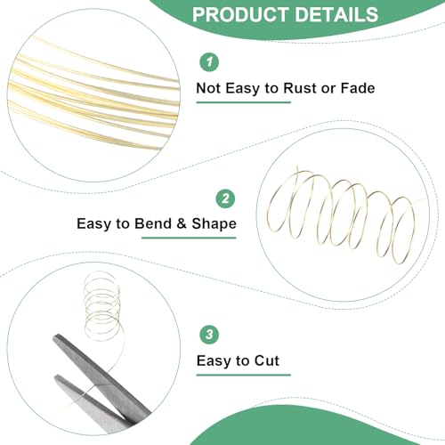 M METERXITY 2Roll 0.2mm Jewelry Wire, 32 Gauge 328FT Craft Wire Copper Beading Wire for Jewelry Making/Planting/Weaving/DIY Crafting, Soft Metal Wires [100M, Gold] - color: Gold, size: 32 Gauge 328FT