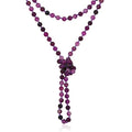 Bead Strand Versatile 60" Long Wrap Necklace - Handmade Knotted Multi Layer Sparkly Crystal, Semi Precious Natural Stone, Lava, Glass Faux Pearl - color: Natural Stone Bead - Purple Agate