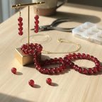DandS ltd Crackle Lampwork Glass Beads for Jewelry Making, Ruby Red, Vibrant DIY Bracelets, Necklaces, Earrings, Beading Supplies & Craft Kits for Handmade Jewelry, 80pcs 0.39 inch (10mm), #J279-10 - color: Ruby Red