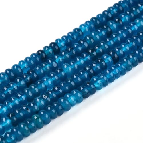1 Strand Natural White Jade Rondelle Beads Strands Dyed Gemstone Beads Spacers for Jewelry Making Bracelets Necklace DIY Crafts 4.5x2.5~3mm 14.5" About 142~148pcs/strand Steel Blue - color: Steel Blue