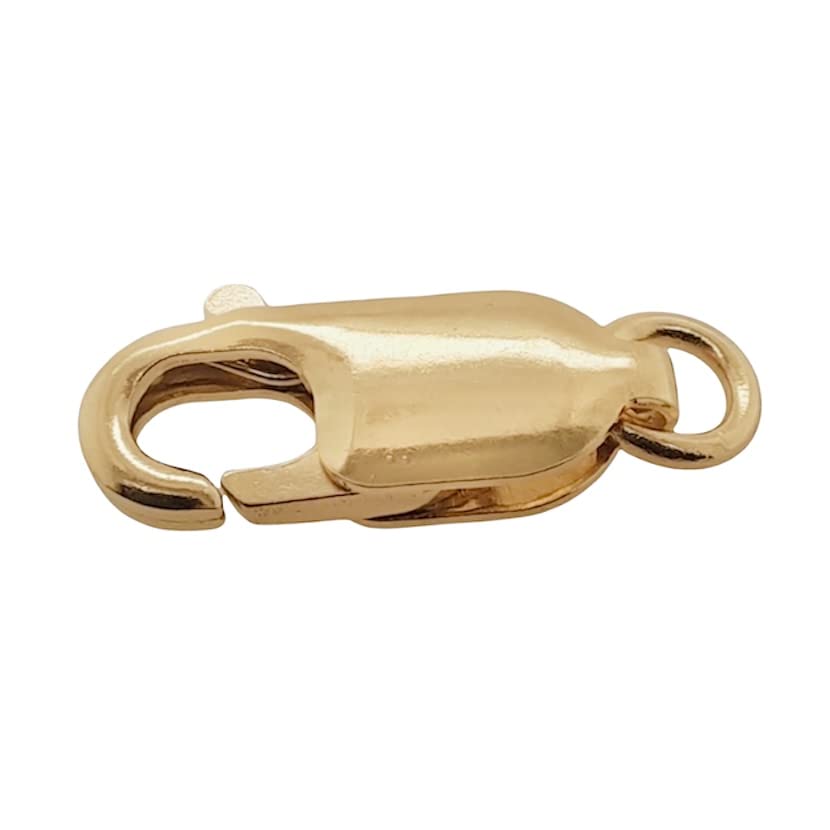 10.1MM 14K Solid Yellow Gold Oval Lobster Clasp with Ring 12.4MM Overall Length Made in Italy by CRAFT WIRE - size: 10.1MM