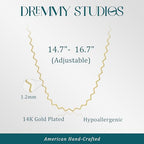 Dremmy Studios Dainty Gold Choker Necklace for Women 14K Gold Plated Coin Disc Figaro Layered Beaded Flat Mariner Sideways Cross Wishbone Link Clavicle Necklaces - style: 1.2mm Wave Chain