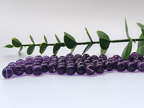 Glass Beads 6mm 140pcs Round Smooth Loose Beads for Bracelet Necklace Jewelry Making Craft DIY（6mm, 50606 Purple） - color: Purple, size: 6mm
