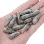 BEADIA Natural Spectrolite Teardrop Stone Beads 10x30mm 12pcs Dangle Earring Charm for DIY Jewelry Making - color: Spectrolite