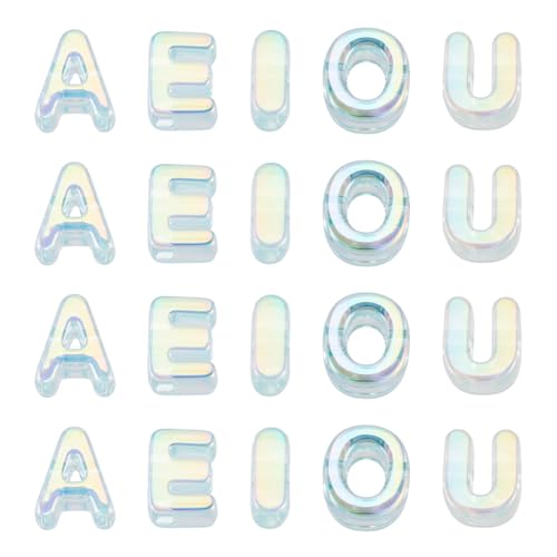 FASHEWELRY 50Pcs Large Letter Beads, 20mm Big Acrylic Alphabet Beads, Large Hole Vowel Bead Spacer for Bracelets Necklaces Bag Charms Shoelaces Keychains Lanyards (Sky Blue) - color: Sky Blue