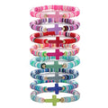 12pcs Halloween Heishi Beaded Bracelets for Women-Spooky Ghost & Pumpkin Party Favors Boho Stackable Polymer Clay Bead- Stretch Friendship Bracelet Set - style: Style C Rainbow Colors-8pcs