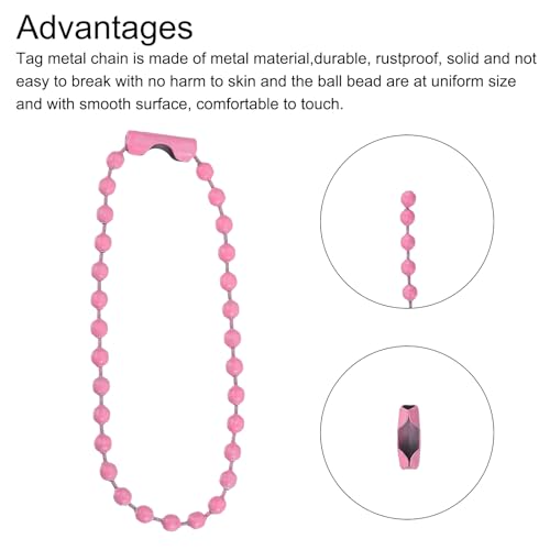 MECCANIXITY Ball Bead Chain Beaded Necklace Chains 5 Inch Adjustable Metal Ball Chains 2.4mm/0.1inch Keychain for Jewelry Making,DIY Craft Projects,Pack of 36(Pink) - color: Pink