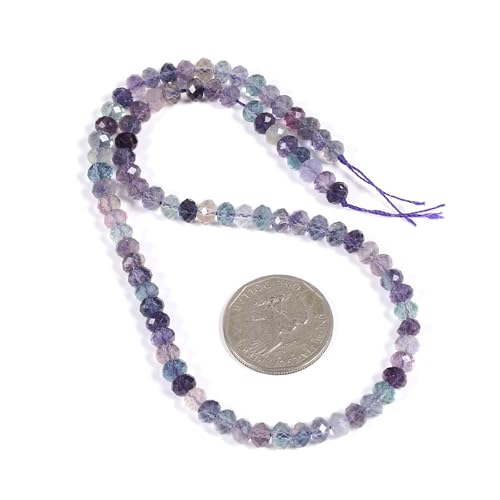 6mm Natural Rainbow Fluorite Faceted Rondelle Loose Beads Jewelry Making DIY Bead 16 Inch - color: Rainbow Fluorite