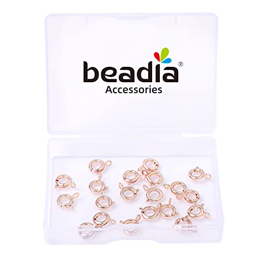 BEADIA Rose Gold Plated Spring Clasps Non Tarnish 7mm 20pcs for Jewelry Making Findings - color: Spring Clasps Rose Gold, size: 7mm
