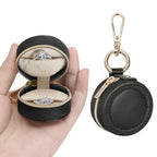 KUKUVR Jewelry Ring Holder Box with Keychain, Portable Gym Jewelry Storage Box Case, Small Travel Ring Earring Stud Necklace Storage Case (Black) - color: Black