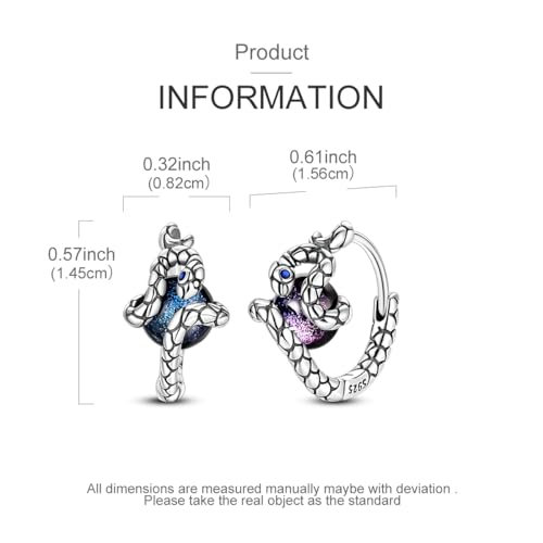 LAZA 925 Sterling Silver Hoop Earrings for Women, Sterling Silver Butterfly Hoops Colorful Flowers Hoop Huggie Earrings Hypoallergenic Jewelry Gifts for Women - color: Snakelike Earring