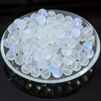 6MM/8MM/10MM-Matte White Aurora Crystal Glass Beads, Frosted Glitter Shining Mermaid Round Loose Beads, Rainbow Holographic Synthetic Moonstone for Jewelry Making DIY Bracelet (6MM) - size: 6MM