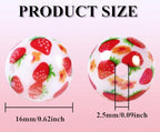 15Pcs Acrylic Beads Round 16mm Strawberry Print Fit for DIY Jewelry Bracelet Necklace Keychain Beadable Pens Mobile Phone Chain Making Cute (Strawberry) - color: Strawberry-White
