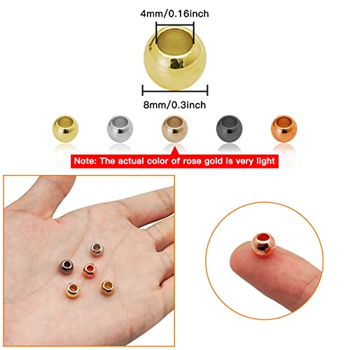 500pcs Round Rondelle Crimp Beads for DIY Crafts,5 Colors Disc Spacer Loose Beads Spacer Beads for DIY Jewelry Making,Bracelet Necklace Earring Bracelet Crafts Supplies - color: 500pcs;K gold,White k,Rose gold,Gun black,Antique red