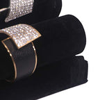 DIOMMELL 2 Pack Velvet Bracelet Holder with 3 Tier Rack, Jewelry Display Stand Watch Bangle Bar Necklace Storage Organizer, Black
