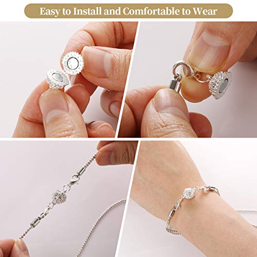 Aiskaer 12 Pcs Gold and Silver Rhinestone Ball Style Magnetic Lobster Clasp for Jewellery Necklace Bracelet