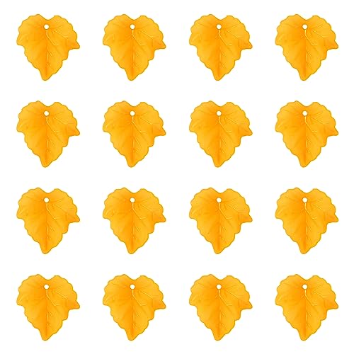 Crafans 100Pcs Orange Acrylic Leaf Charms Maple Leaves Pendants Beads Plant Petal Leaf Beads Spring Charms for Fall Autumn Crafts DIY Jewelry Making Supplies - color: Orange
