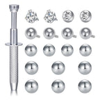 QWALIT Piercing Taper Threadless Insertion Tool - Titanium Labret Pin 16g, 18g, 20g - color: 21 - Silver Ball Grabber Tool+Ball