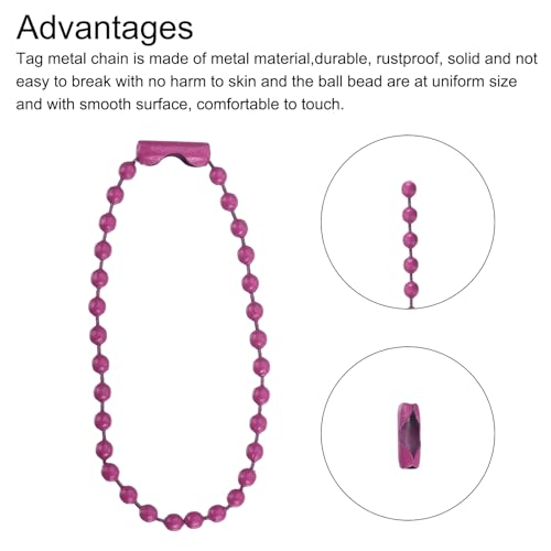MECCANIXITY Ball Bead Chain Beaded Necklace Chains 5 Inch Adjustable Metal Ball Chains 2.4mm/0.1inch Keychain for Jewelry Making,DIY Craft Projects,Pack of 12(Rose Red) - color: Rose Red
