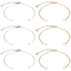 SUNNYCLUE 1 Box 16pcs Adjustable Slider Chain Links Paperclip Bracelet Chain 304 Stainless Steel Silver Gold Bracelet Charms Link with Lobster Clasp for Jewelry Making Bracelet Women Gifts DIY Crafts