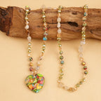 Long Necklaces for Women Boho, Oval Waterdrop Turquoise Pendant, Natural Stone Beaded, Handmade,Vintage & Elegance, Boho Fashion Charm Beaded Necklace for Women - style: E-Jasper Pendant