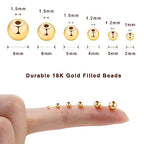 260pcs 18K Gold Filled Spacer Round Beads,Seamless Smooth Metal Round Beads,Gold Filled Solid Brass Beads for DIY Bracelet Necklace Earring Jewelry Making (4MM) - size: 4mm