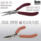 The Beadsmith Long Chain Nose Pliers – 6.25-Inches (160 mm) Jewelry-Making Tool w/Polished Steel Head, PVC Comfort Grip, & Double-Leaf Springs - size: 5.5inches
