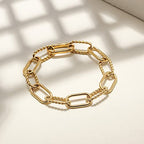 CIUNOFOR 14k Gold Filled Cable Wire Bracelet for Women, 7.8 inches Classic Twist Rope Threader Interlocking Bracelet Textured Link Chain, Fits 6.8”–7.4” Wrists