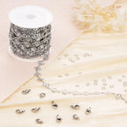 Jabogrii 16.4 Feet Silver Four Leaf Clover Jewelry Making Chains Roll Stainless Steel DIY Craft Chain Bulk for Jewelry Making - color: FLower Silver