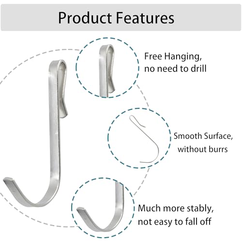 20pcs J-Shaped Stainless Steel Hanger Hooks - Clip-On, Wire Rack, Sink Grid & Shelf Hooks for Kitchen, Bedroom & Office, Silver - color: Silver, size: 0.1"