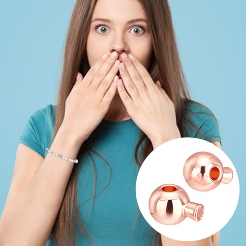 UNICRAFTALE About 60Pcs Crimp Beads Rose Gold Stopper Beads with Pin Metal Loose Spacer Beads Bulk Brass Round Stopper Crimp End Beads for Jewelry Making Accessories Hole 0.9mm