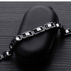 Feraco Mens Magnetic Bracelets, Classic Balck Titanium Stainless Steel Bracelets with Natural Hematite Magnet Stones,Men's Jewelry Gifts,8.66 inch - color: Black