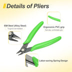 HARFINGTON 5" Flush Cut Pliers Small Precision Wire Cutter Side Cutter Diagonal Cutting Pliers for Jewelry Model Electronic 3D Print, Green - color: Green