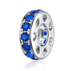 925 Sterling Silver Spacer Charm Bead with Clear CZ for Pandora Charms Bracelets - color: Sapphire Heart