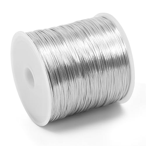 26 Gauge Wire for Jewelry Making - 328ft Tarnish Resistant Copper Wire (0.4mm X 100m), Silvery Finish, for Jewelry Making and Handcrafting