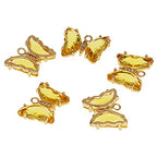 Crystal Zirconia Gold Plated Brass Charms for Jewelry Making Bracelet Necklace Earring Pendant Craft Supplies DIY Accessories - color: Butterfly-Yellow-5Pcs