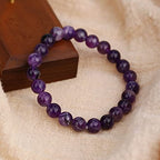 Crystal Vibe 8mm Beaded Bracelets For Women Men - Healing Crystal Bracelet - Adjustable Size - color: Amethyst