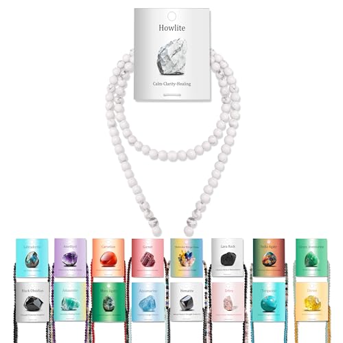Vinswet 90pcs 4mm Howlite Natural Stone Beads Round Genuine Real Stone Beading Loose Gemstones DIY Smooth Bead for Bracelet Necklace Earrings Jewelry Making - color: Howlite, size: 4mm