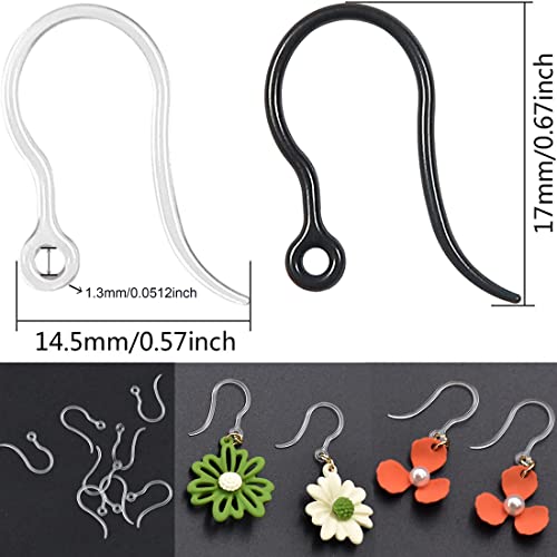 60pcs Safety Non-Allergenic Plastic Earring Hooks Ear Wire Anti Allergy Hooks Earring Findings DIY Jewelry Making for Sensitive Ears (5 in 1 Color) - color: 5-in-1 Color Hook 60pcs