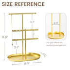 Saydear Elegant Jewelry holder Organizer: 2-Tier Display Storage Stand for Earrings Necklaces with Ring Tray Spacious and Durable, Easy to Assemble Gold - color: Gold