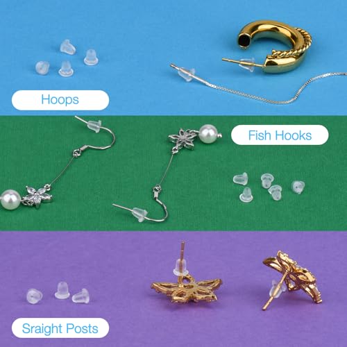 Earring Backs, Earring Backs Replacements for Droopy Ears, Rubber for Sutds/Heavy Earrings, Rubber for Fish Hook Earrings Diameter 4mm (300 Pieces) - color: 300 backs