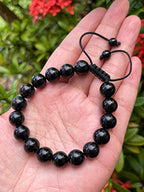 GAF TREASURES Grade A ++ Gemstone Round Bead Adjustable Bracelet 10mm, Genuine Crystal Bead Bracelet, Gift for Men & Women - color: Black Tourmaline