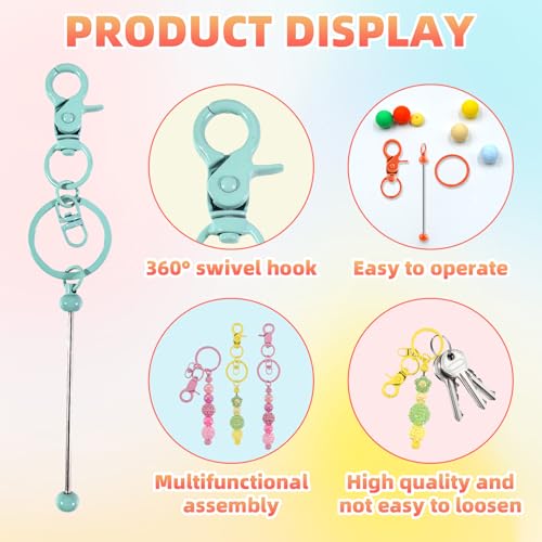48 Pcs Beadable Keychains Bars bulk - 24 Candy DIY Metal Beaded Keychain Making Kit + 24 Bags Included, Bead Keychain Supplies,Blank Key Chain, Perfect for Women, Men, Mother's Day, Birthday Gift - color: Candy, size: 24
