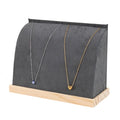 Cambered Necklace Display Stand with Flannelette Soft Mat Wood Jewelry Organizer Tabletop Display Holder for Necklaces, Choker Pendant (Dark Grey) - color: Dark Grey
