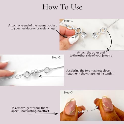 Jewelili Sterling Silver Round Magnetic Clasp Converter | Converts Necklaces or Bracelets with Spring Ring Clasp | 2 Pieces | Gift Box Included | Timeless Fashion Jewelry - color: Sterling Silver, size: 2 Clasp