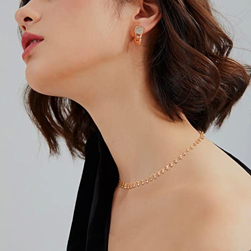 MTMY Beaded Necklaces for Women 14K Gold Plated Dainty Colorful Green/Rose Beaded Pearl Choker Necklace Delicate Boho Choker Necklace Jewelry Gift - style: Little bell beads