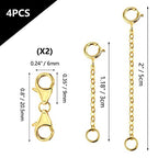 925 Sterling Silver Double Lobster Clasp and Necklace Extender Gold Plated Double Lobster Clasps Connector Bracelet Necklace Extension Clasp for Jewelry Making（4pcs） - color: A-Gold Lobster Clasp and Necklace Extender